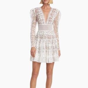 Bronx and Banco White Megan Long-Sleeve Minidress